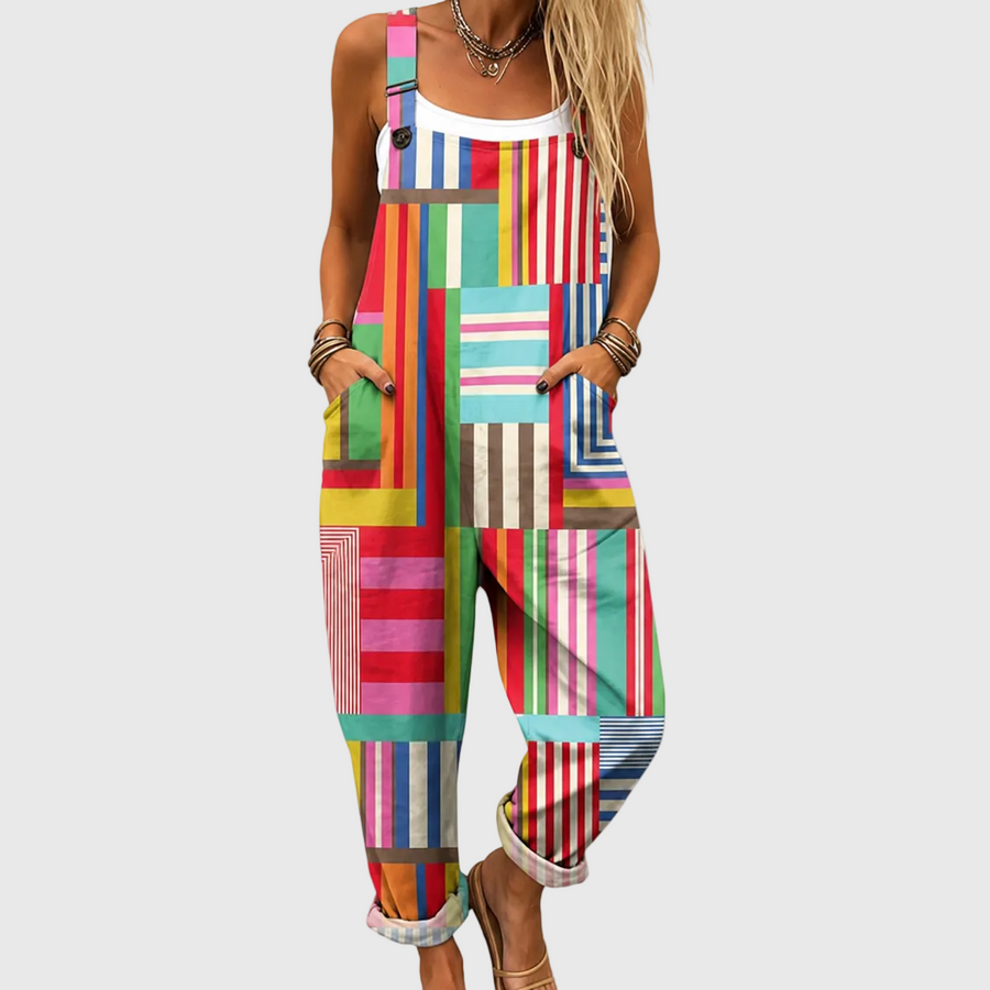 COLOURFUL PATCHWORK OVERALLS COMFORT