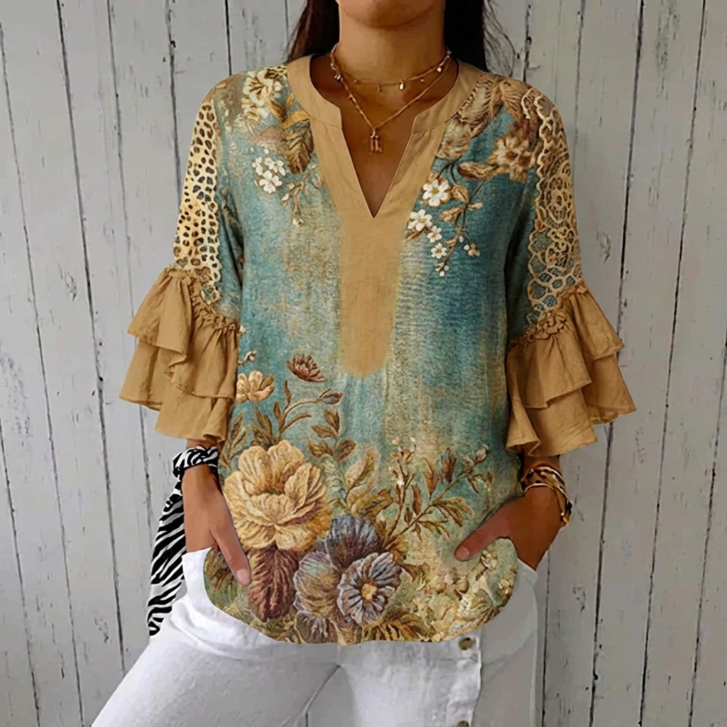 Zaria™ - Vintage Blouse With Floral Print