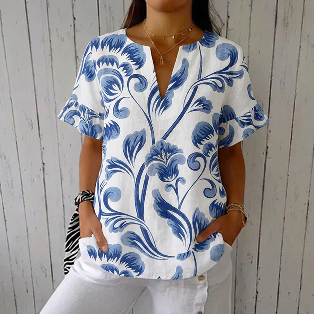 Kiona™ - Elegant Blouse With Floral Print
