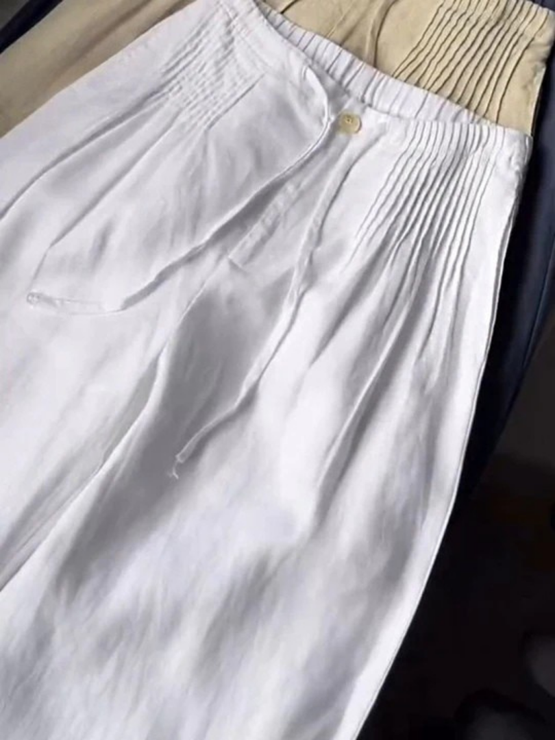 Camille - Wide-leg Pants in Cotton and Linen Blend
