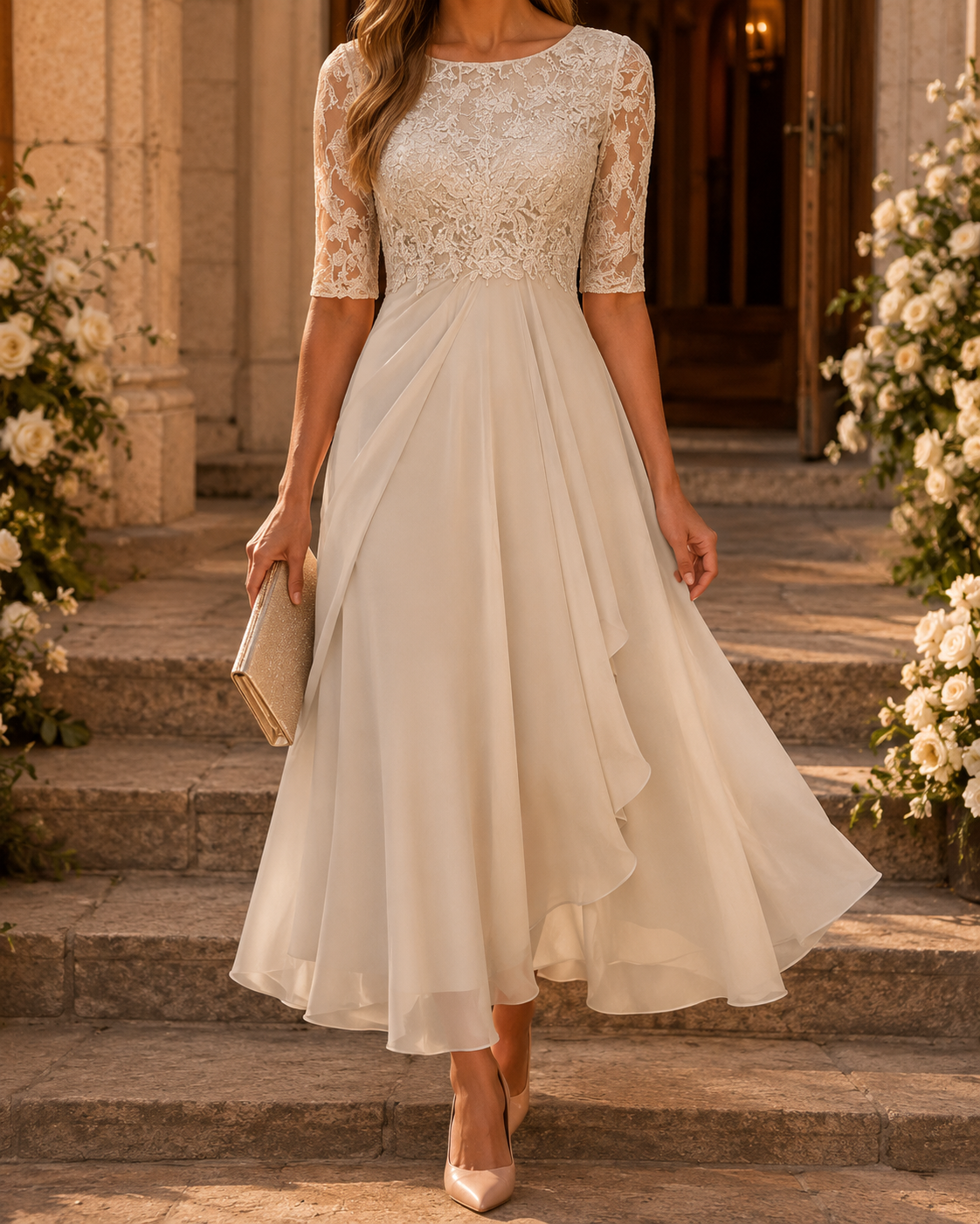 Rosalie – The Flattering Lace Midi Dress