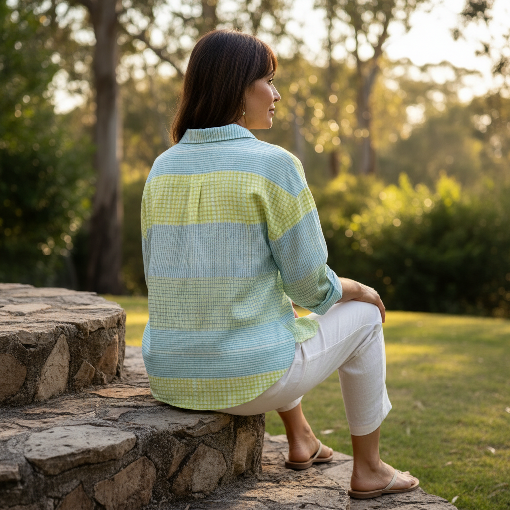 Filippa™ | Pastel Grid Blouse